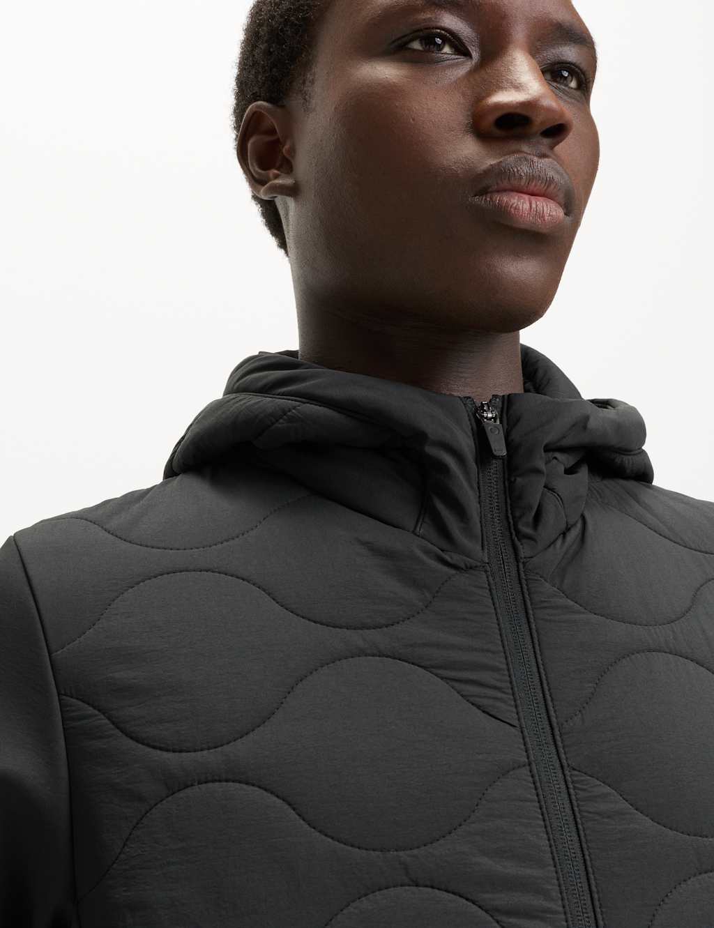 M&S Quilted Hooded Jacket with Stormwear Black
