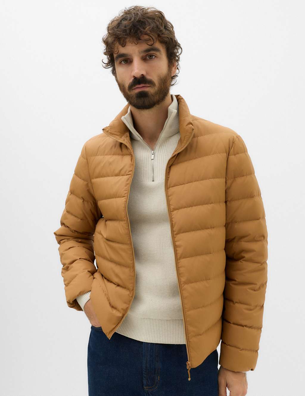 M&S Men's Feather and Down Packaway Puffer Jacket - 3XL - Butterscotch