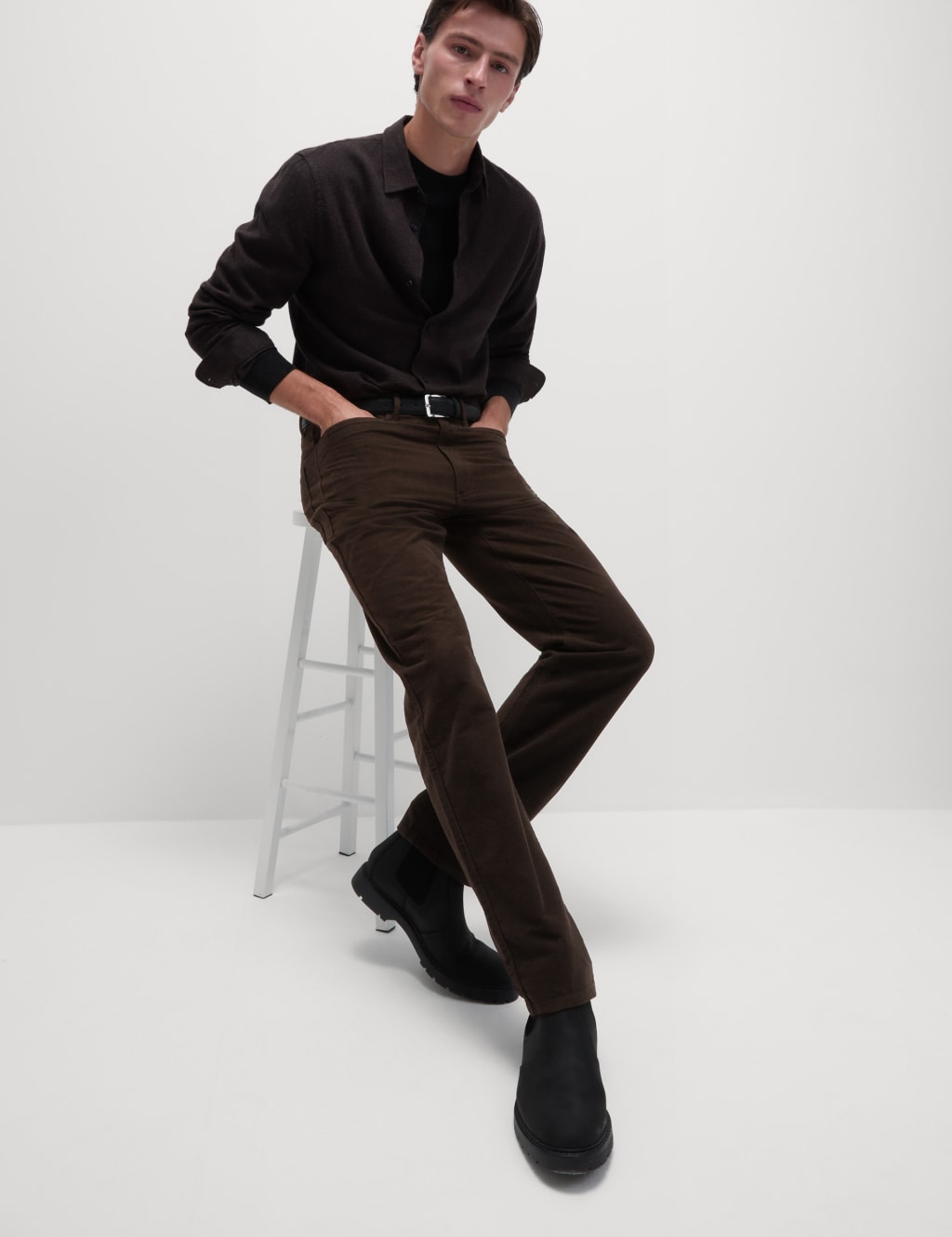 Regular Fit Italian Moleskin 5 Pocket Trousers