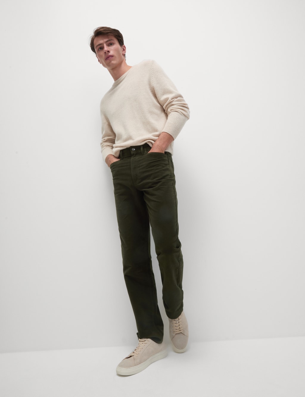 Regular Fit Italian Moleskin 5 Pocket Trousers