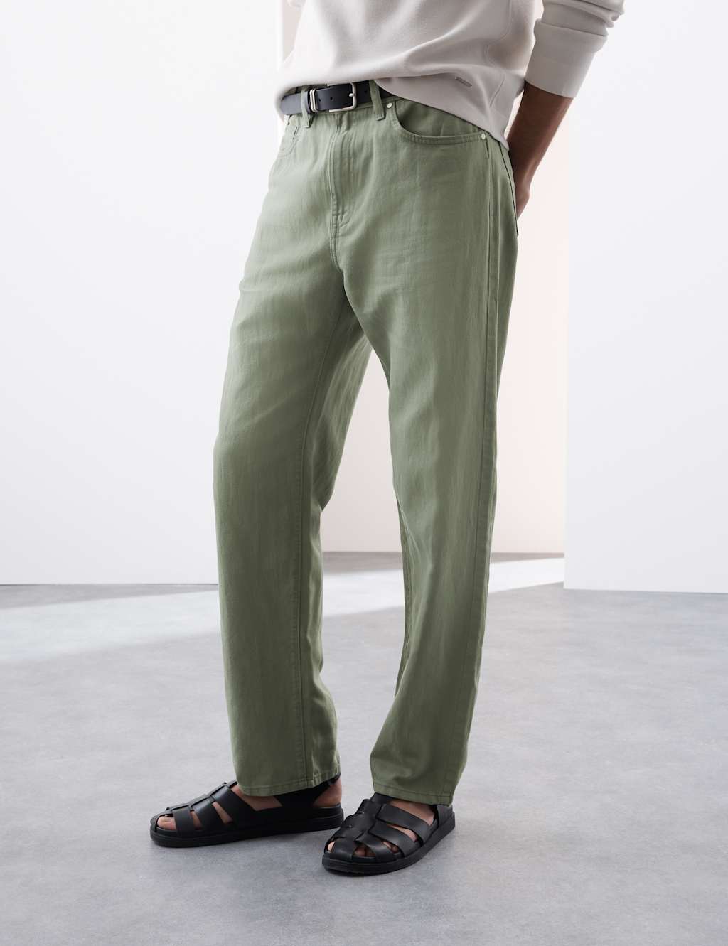 Loose Fit Lightweight Linen Blend Jeans