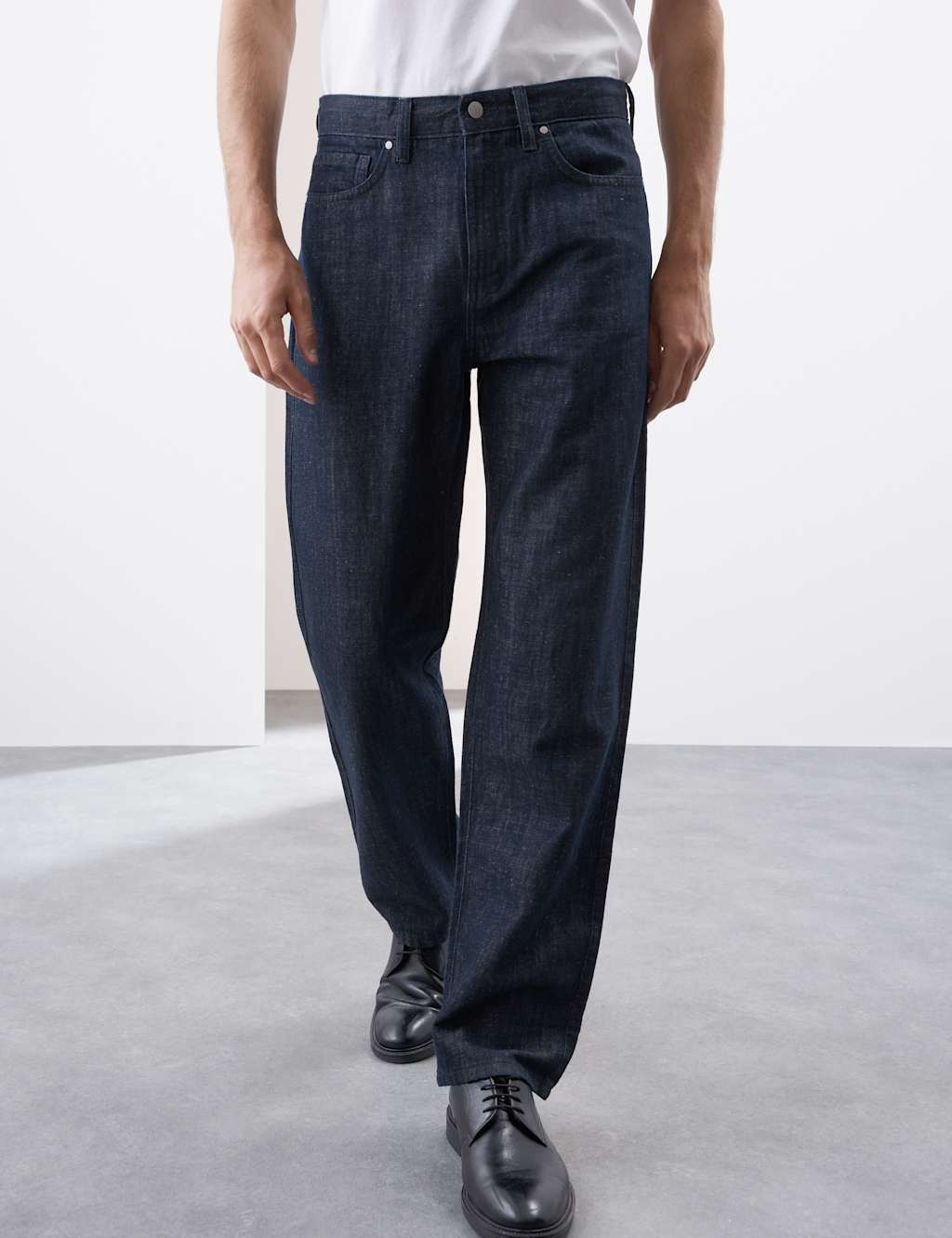 Loose Fit Lightweight Linen Blend Jeans