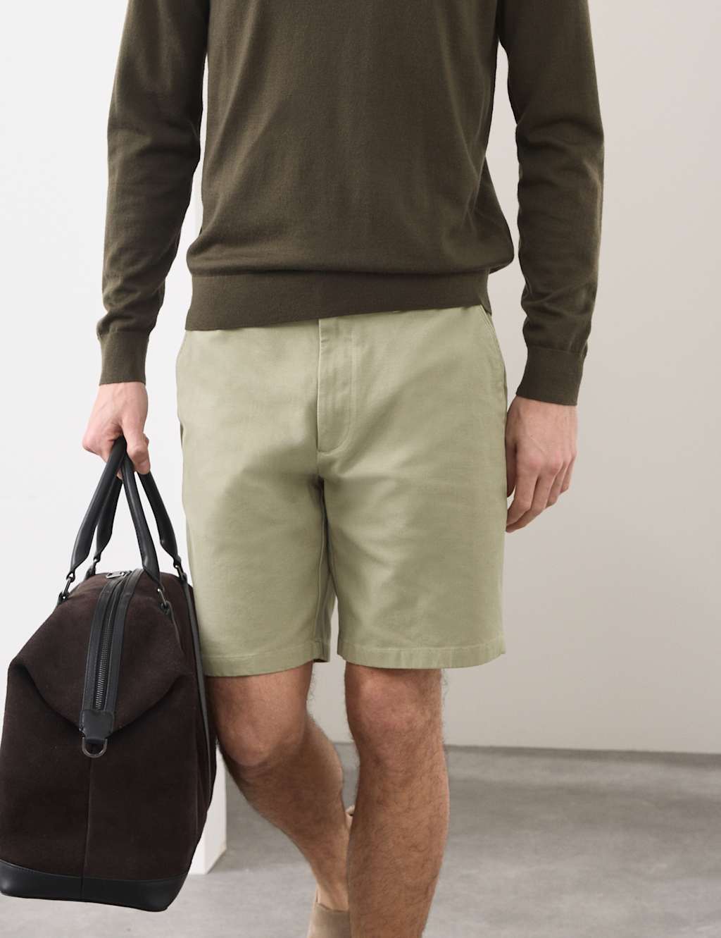 Autograph Men's Textured Shorts - 34 - Light Olive