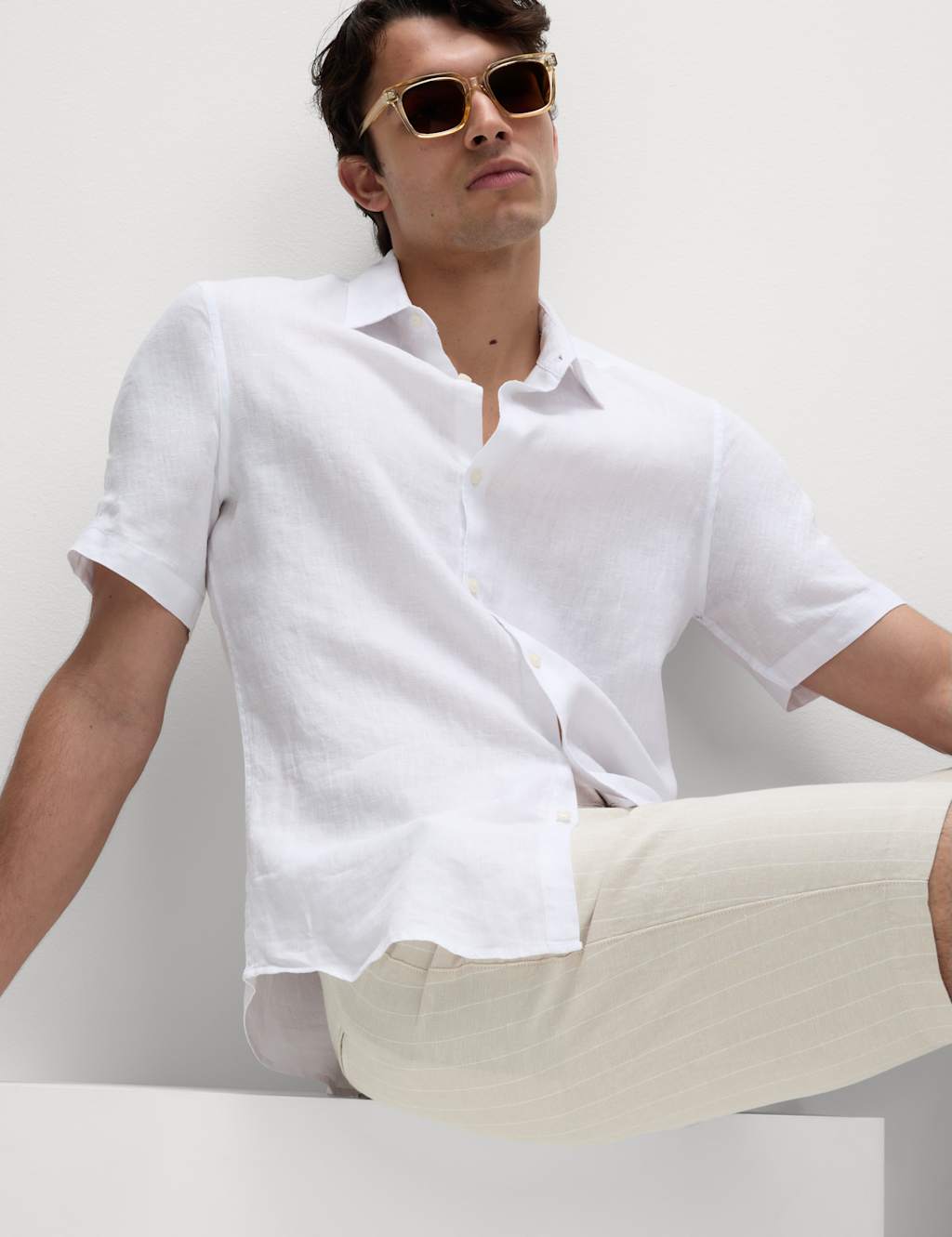 Regular Fit Linen Blend Chino Shorts