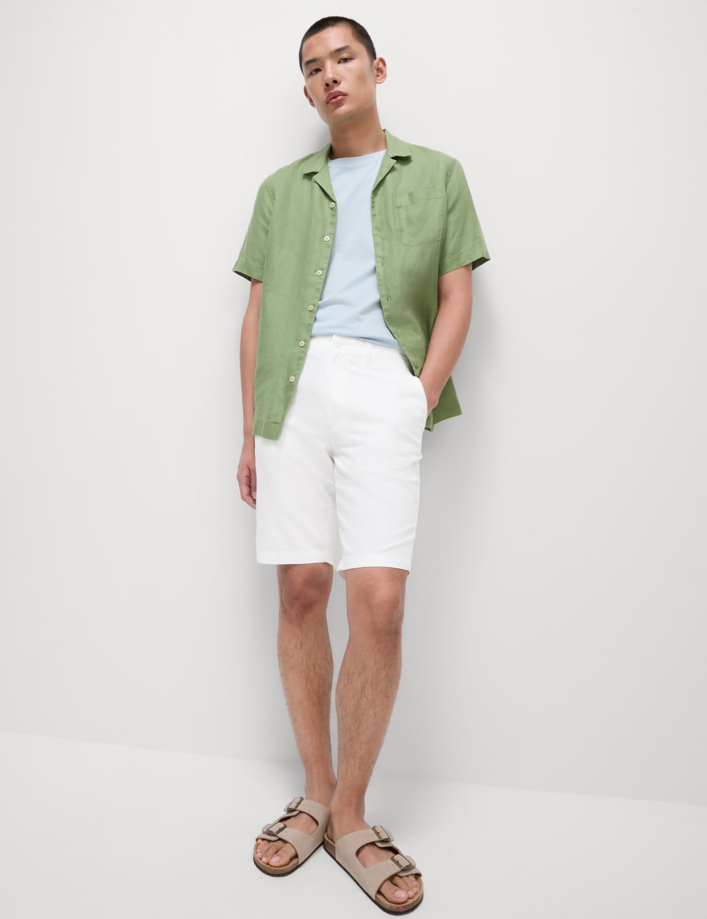Regular Fit Linen Blend Chino Shorts