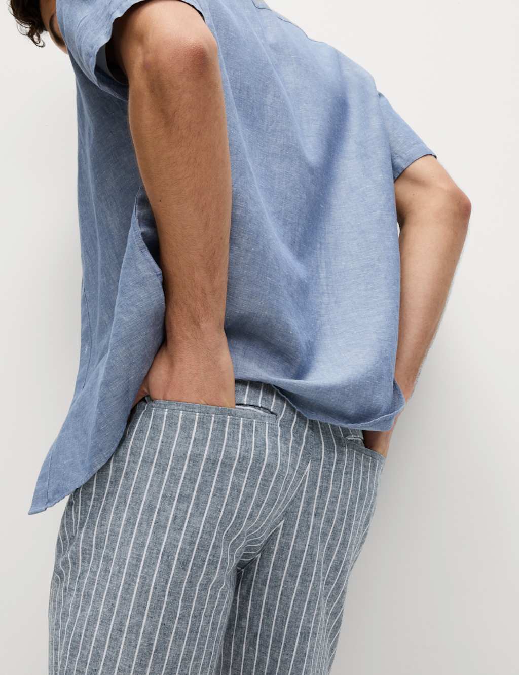 Cotton Linen Blend Elasticated Waist Shorts