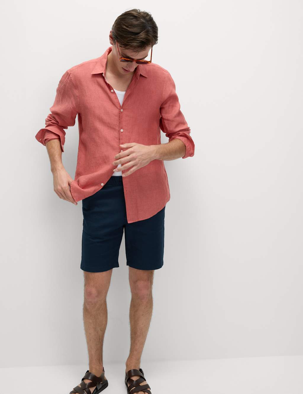 Linen Blend Elasticated Waist Shorts
