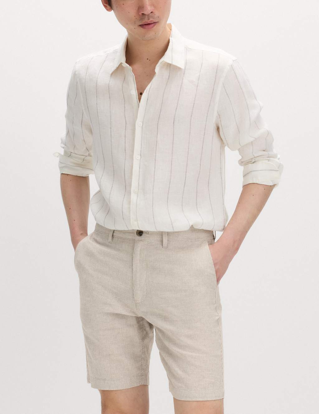 M&S Men's Linen Blend Chino Shorts - 36 - Mocha