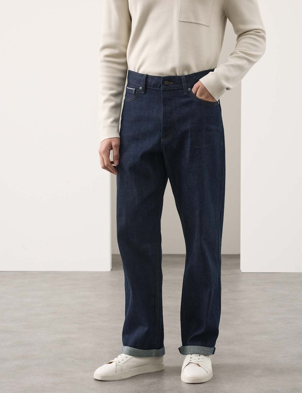 Autograph Men's Loose Fit Pure Cotton Japanese Selvedge Jeans - 36/29in - Indigo