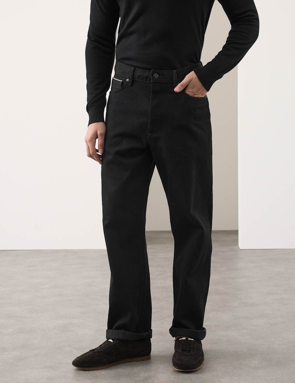 Autograph Men's Loose Fit Pure Cotton Japanese Selvedge Jeans - 30/29in - Black