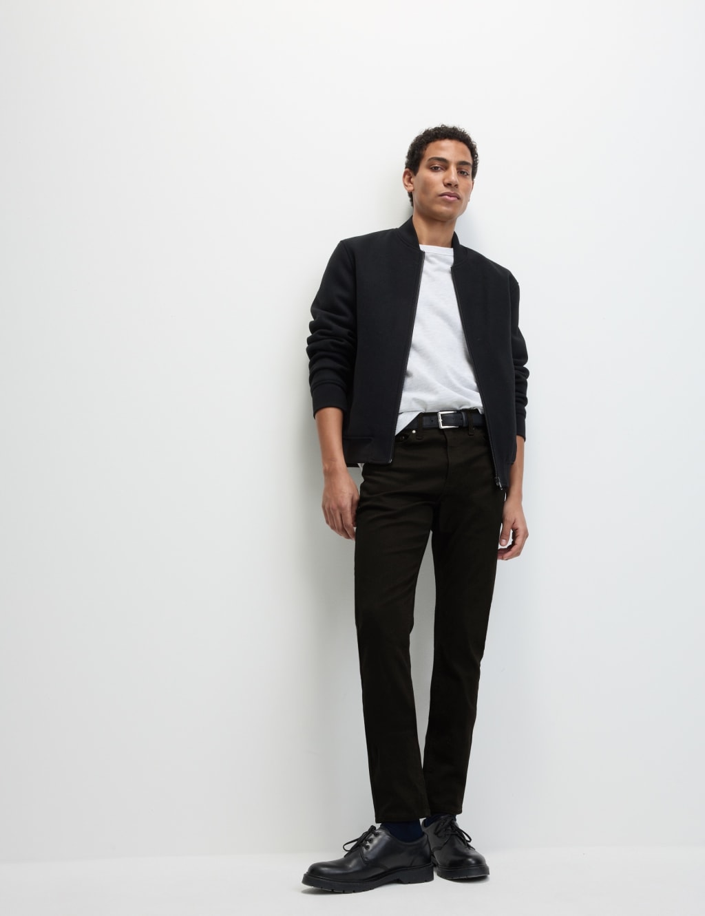 M&S Collection Men's Slim Fit Stretch Jeans - 3431 - Black/Black, Ecru,Black/Black,Ice White,Dark Grey,Medium Blue,Blue/Grey,Azure Blue,Dark Ink,Light Stone,Dark Indigo
