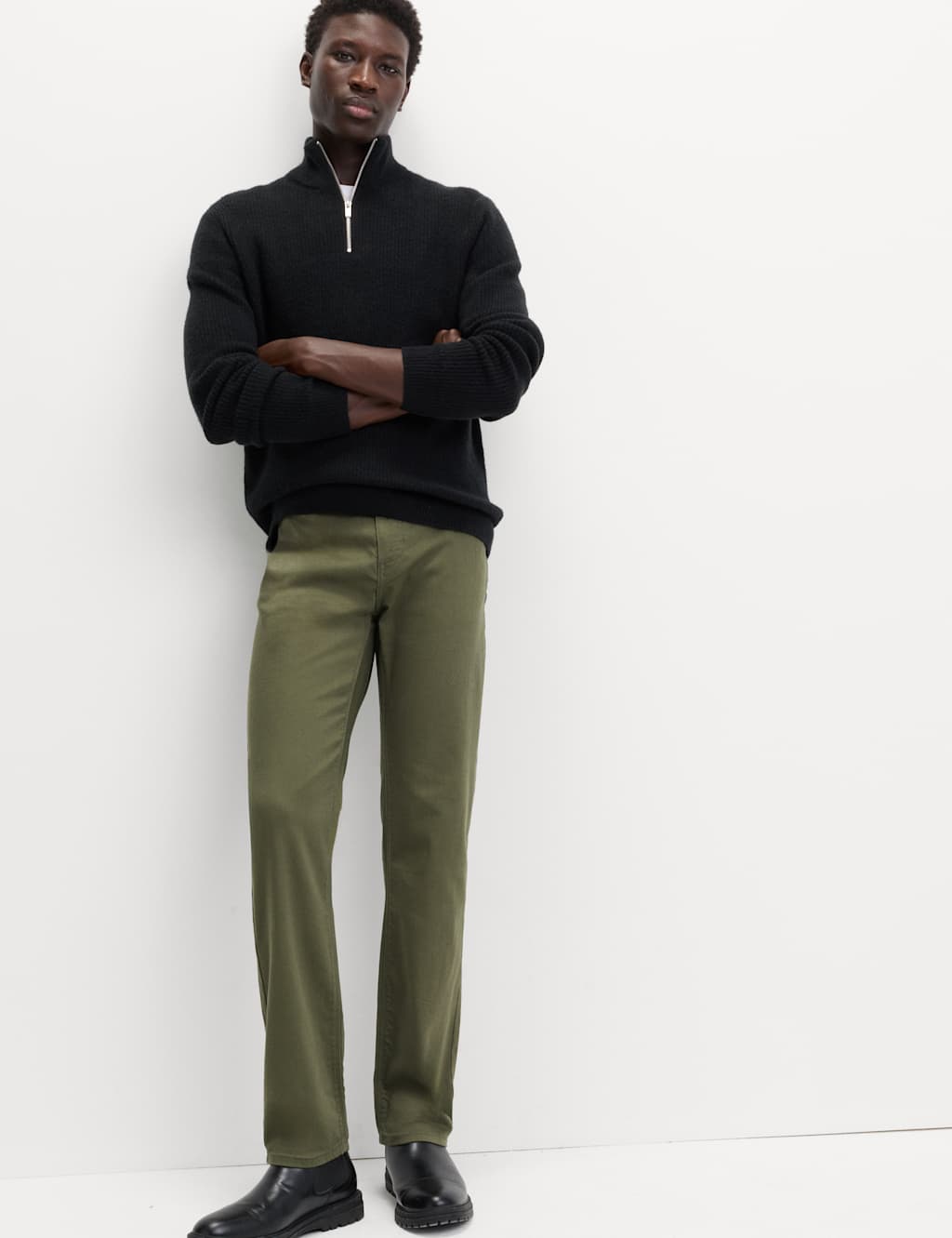 M&S Straight Fit Stretch Jeans Khaki