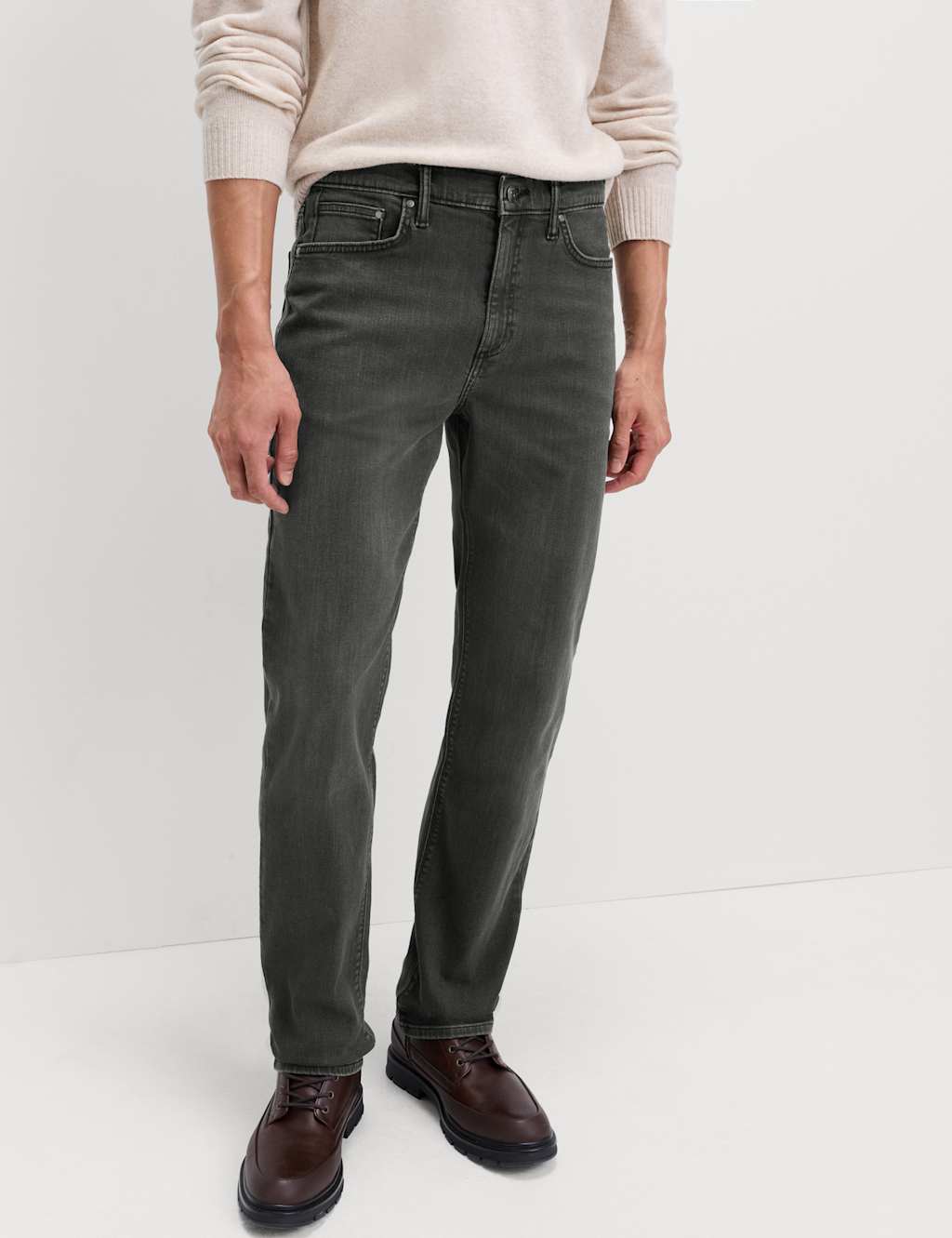 M&S Straight Fit Stretch Jeans Brown/Black