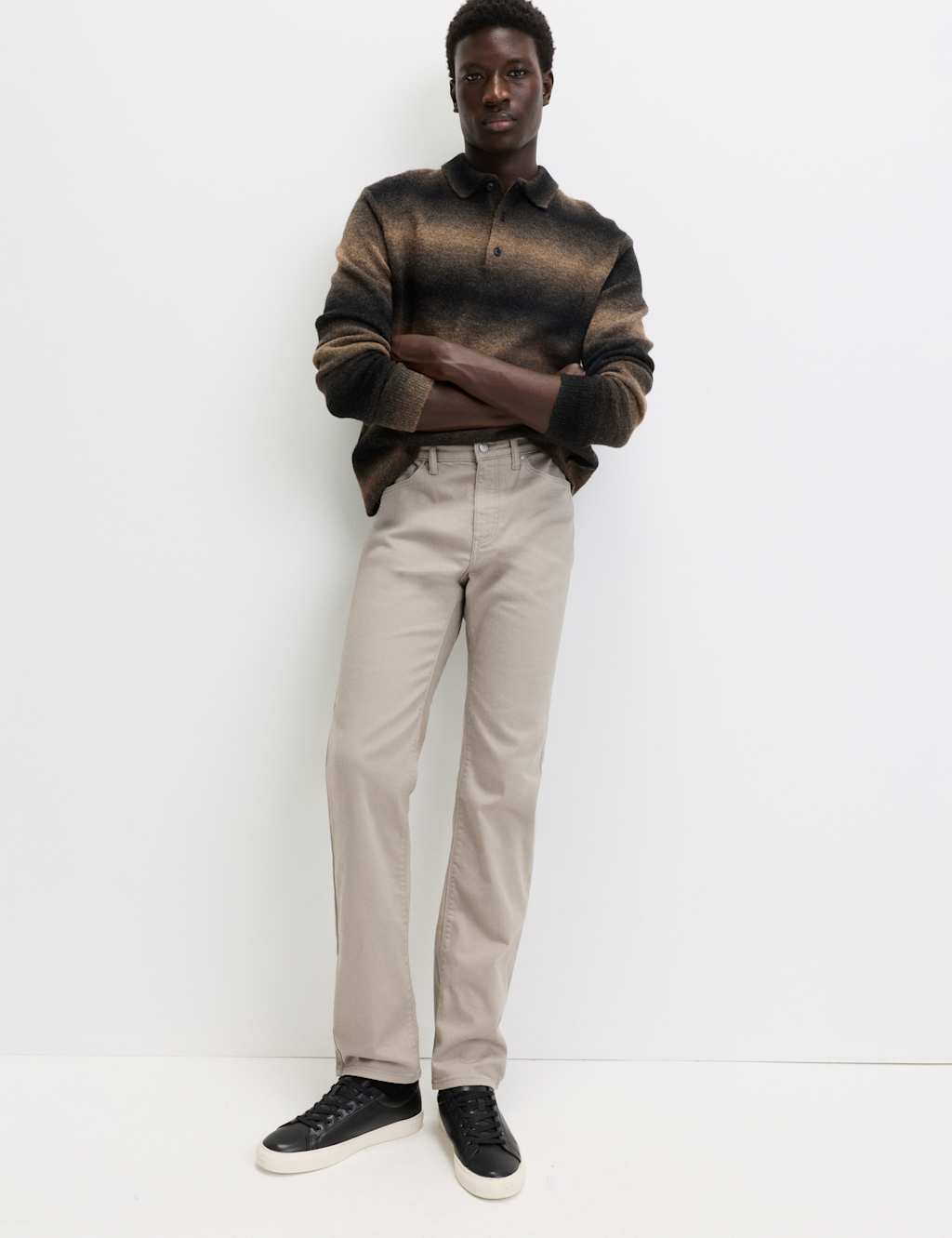 M&S Straight Fit Stretch Jeans Pebble