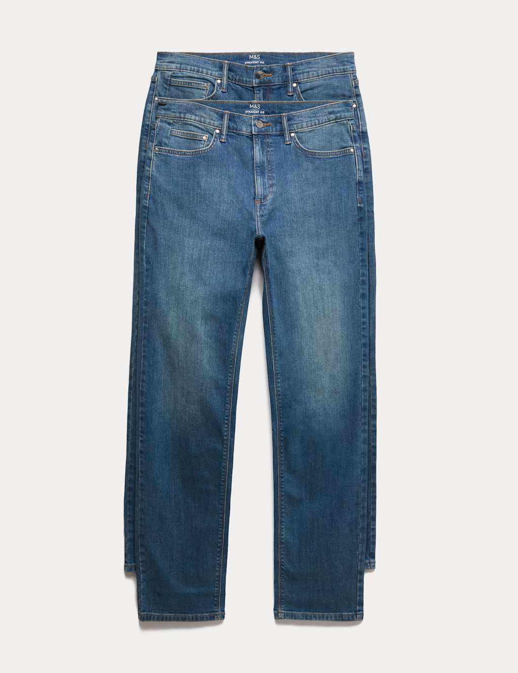 M&S 2 Pack Straight Fit Stretch Jeans Blue Denim