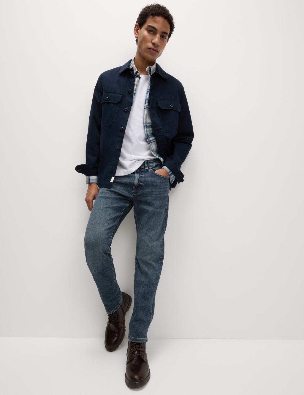 Slim Fit Vintage Wash Stretch Jeans
