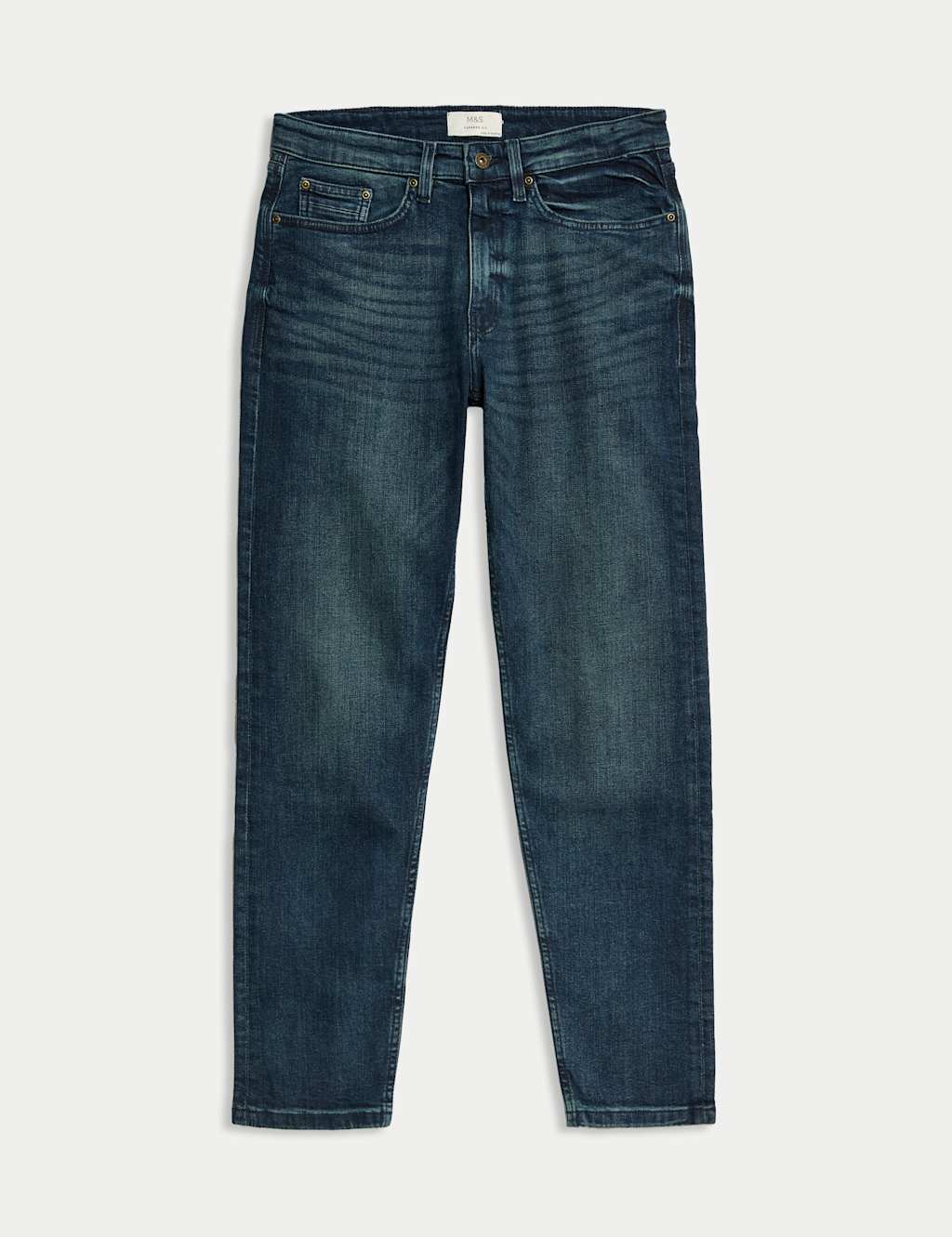 Tapered Fit Vintage Wash Stretch Jeans