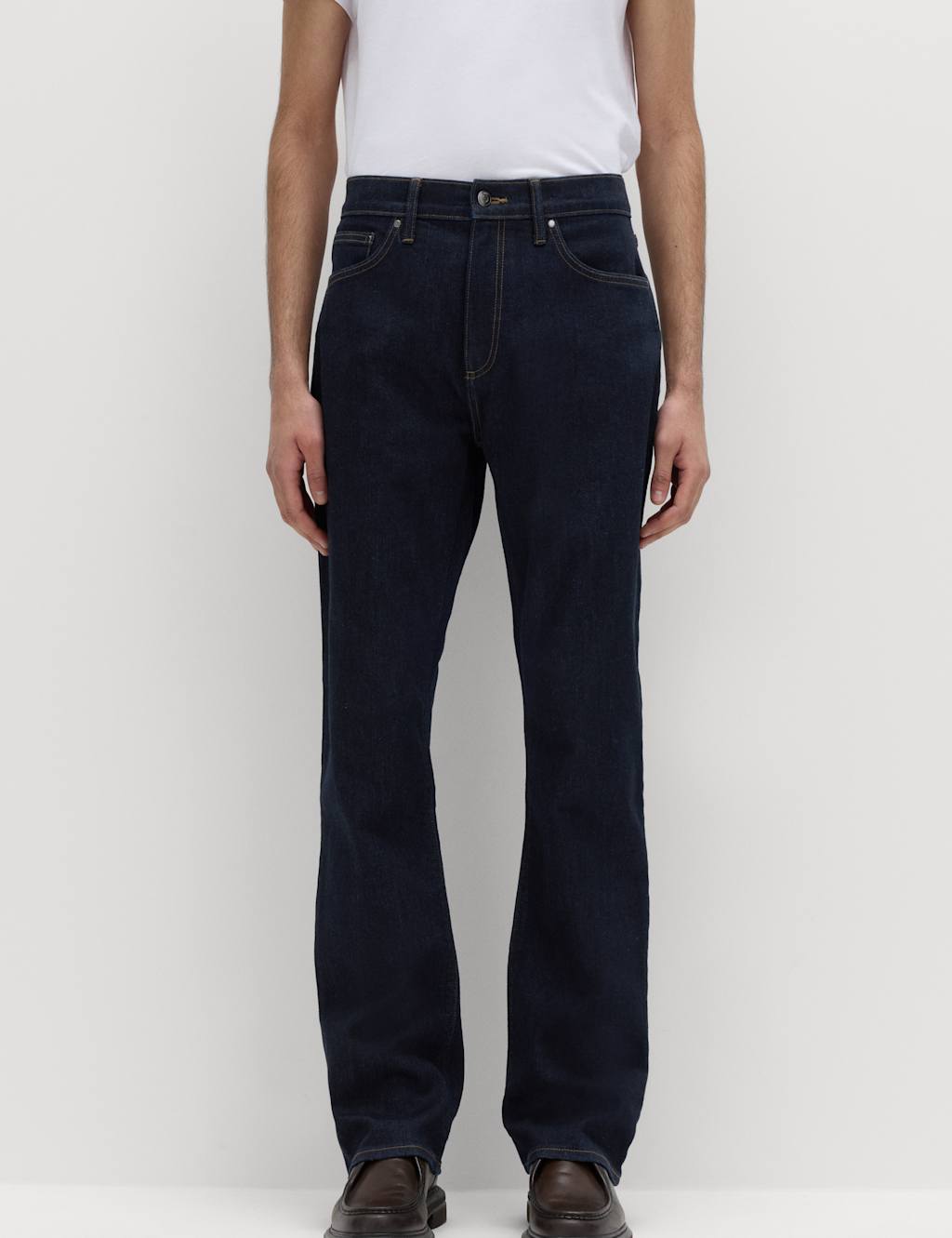 M&S Men's Bootcut Fit Stretch Jeans - 38/33in - Dark Indigo