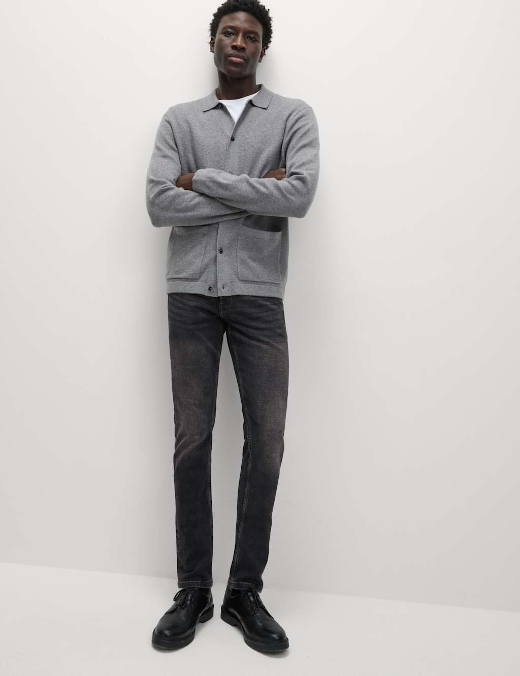 Slim Fit Vintage Wash Crosshatch Jeans