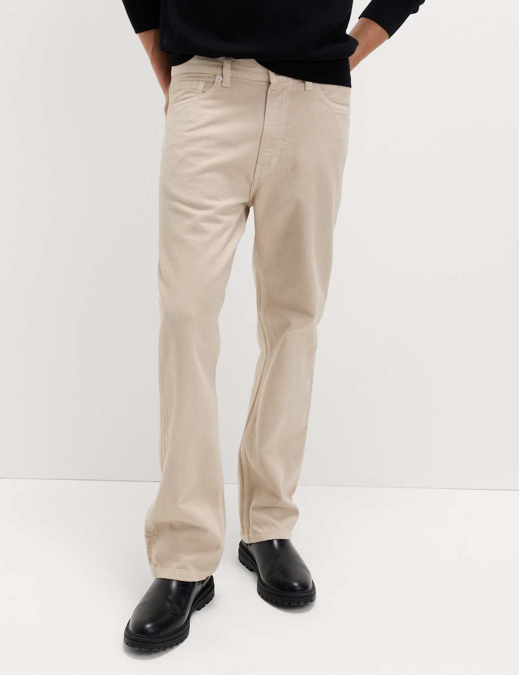 M&S Men's Authentic Relaxed Straight Fit Jeans - 40/29in - Sand