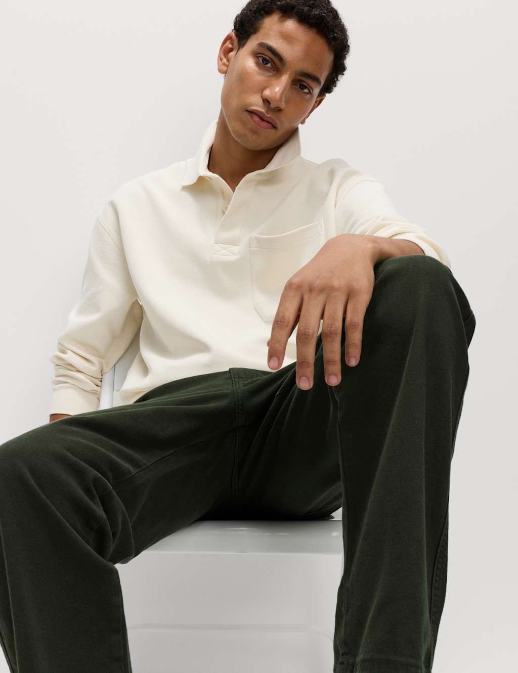 M&S Straight Fit Stretch Jeans Khaki