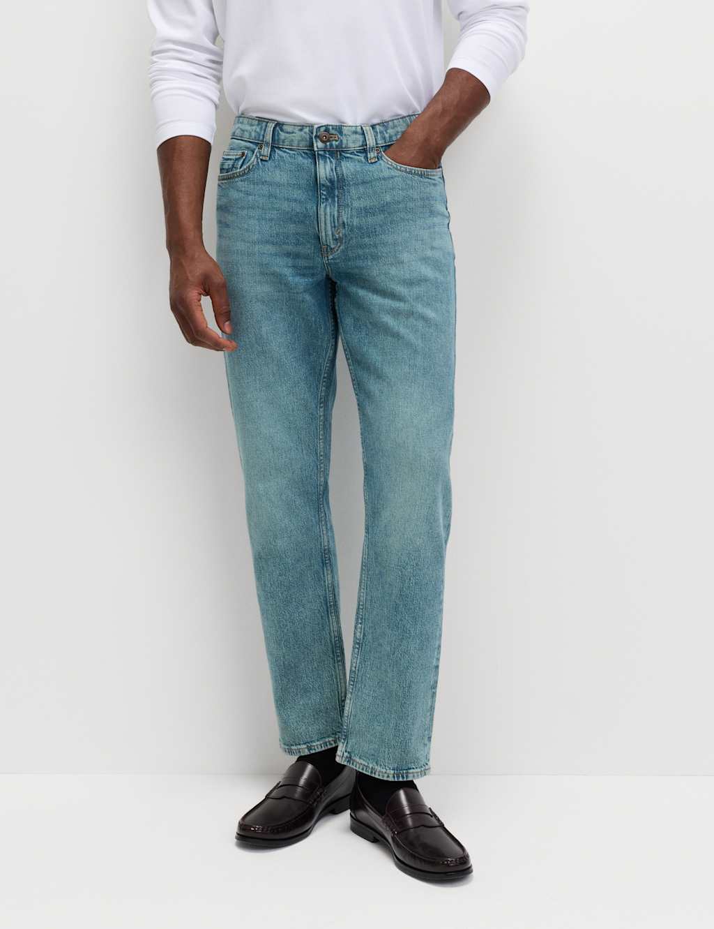 M&S Straight Fit Stretch Jeans Green Tint