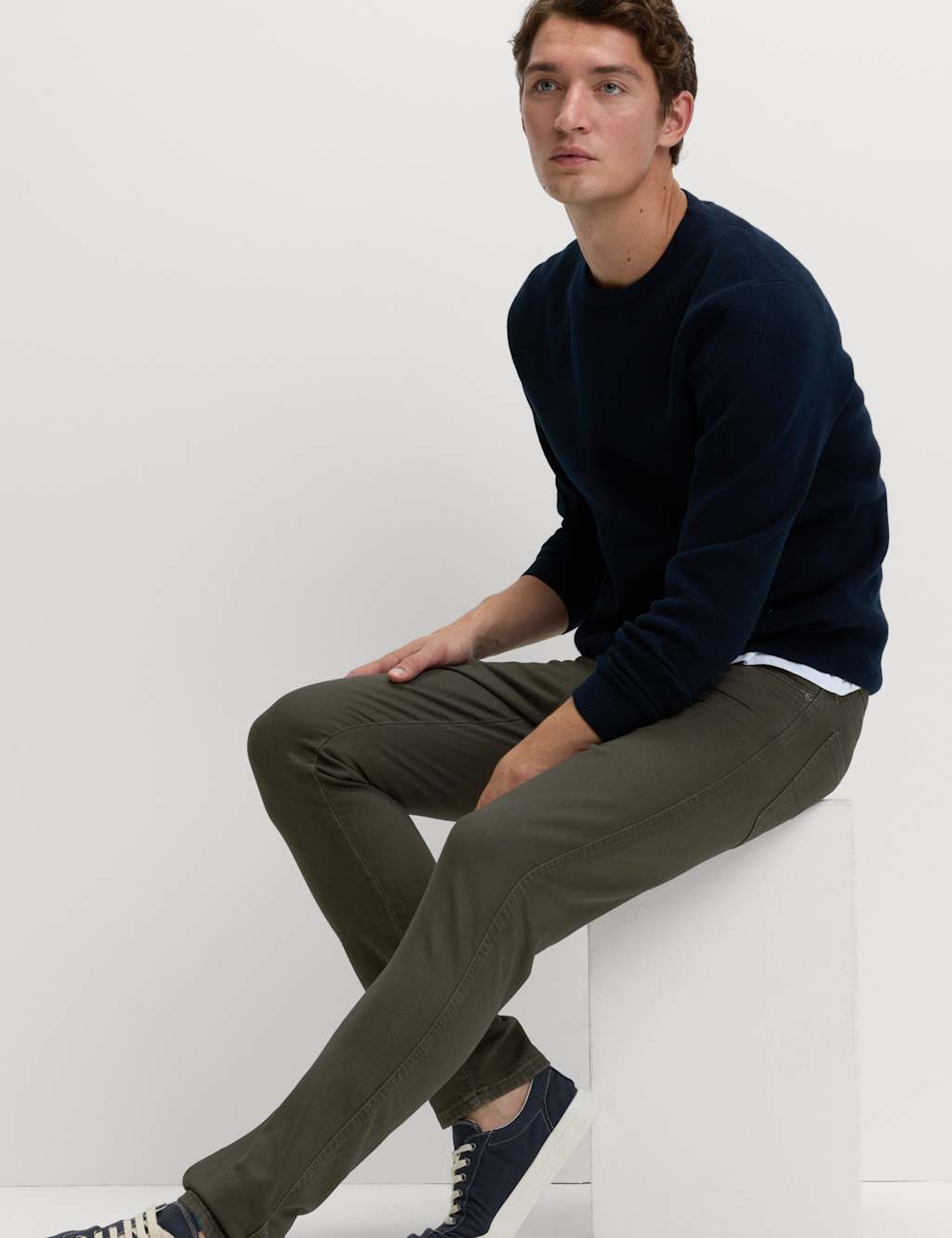 M&S Slim Fit 5 Pocket Stretch Jeans Khaki