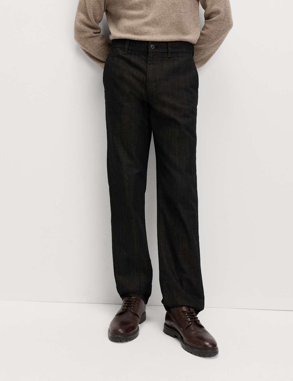 M&S Straight Fit Denim Chinos Sunstone