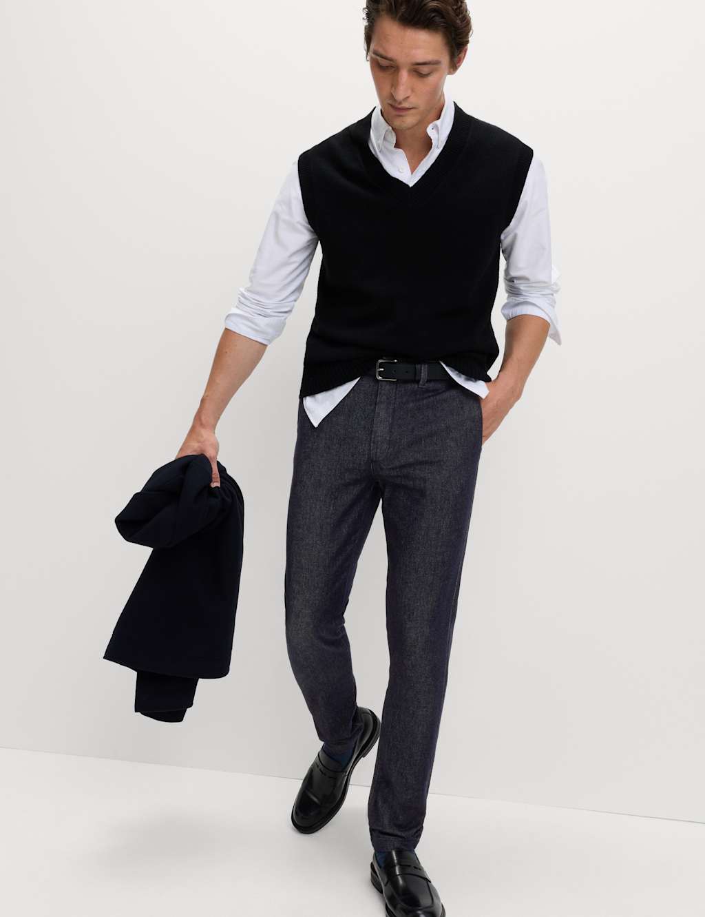 M&S Slim Fit Denim Chinos Dark Indigo