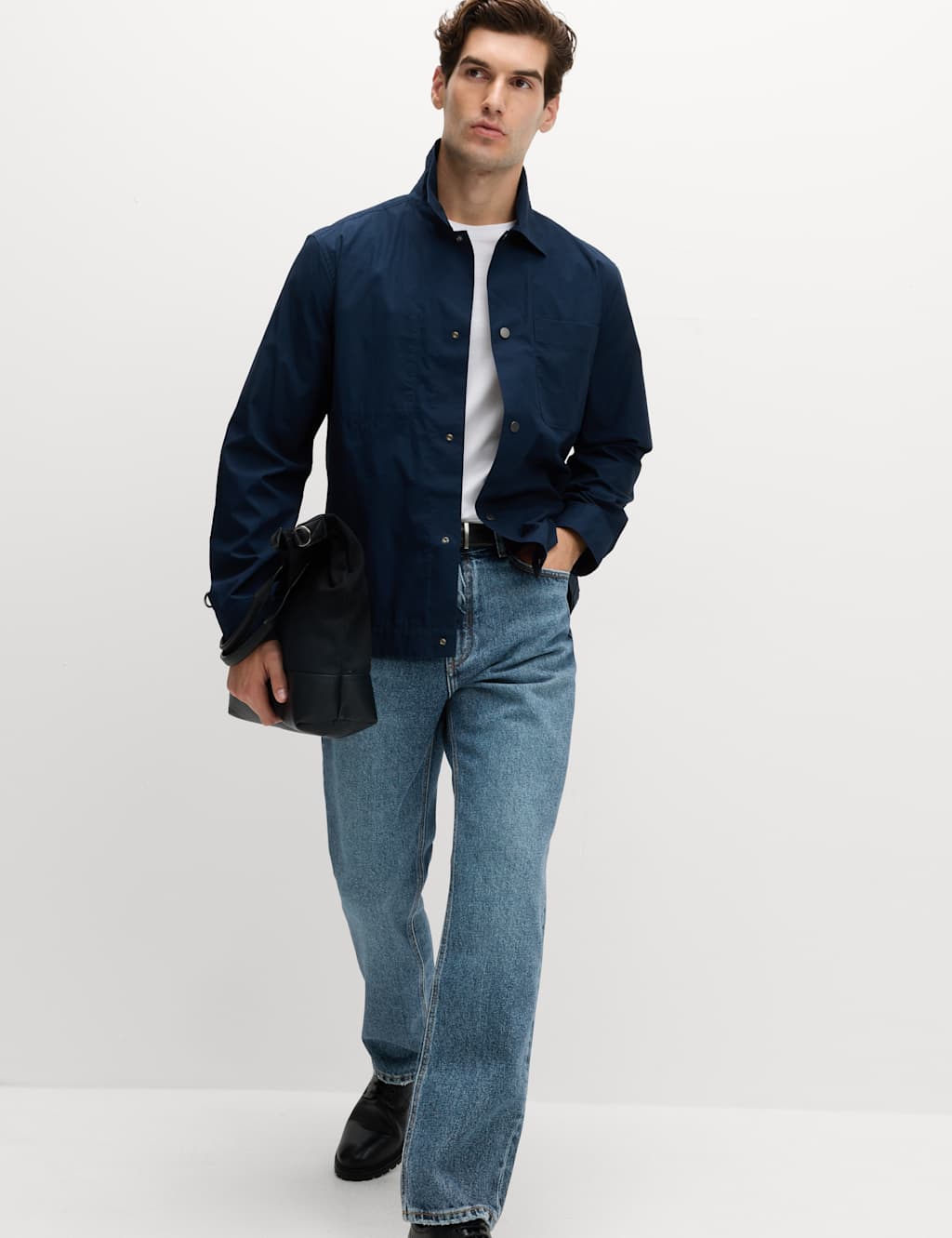 M&S Relaxed Fit Denim Twill Jeans Mid Blue