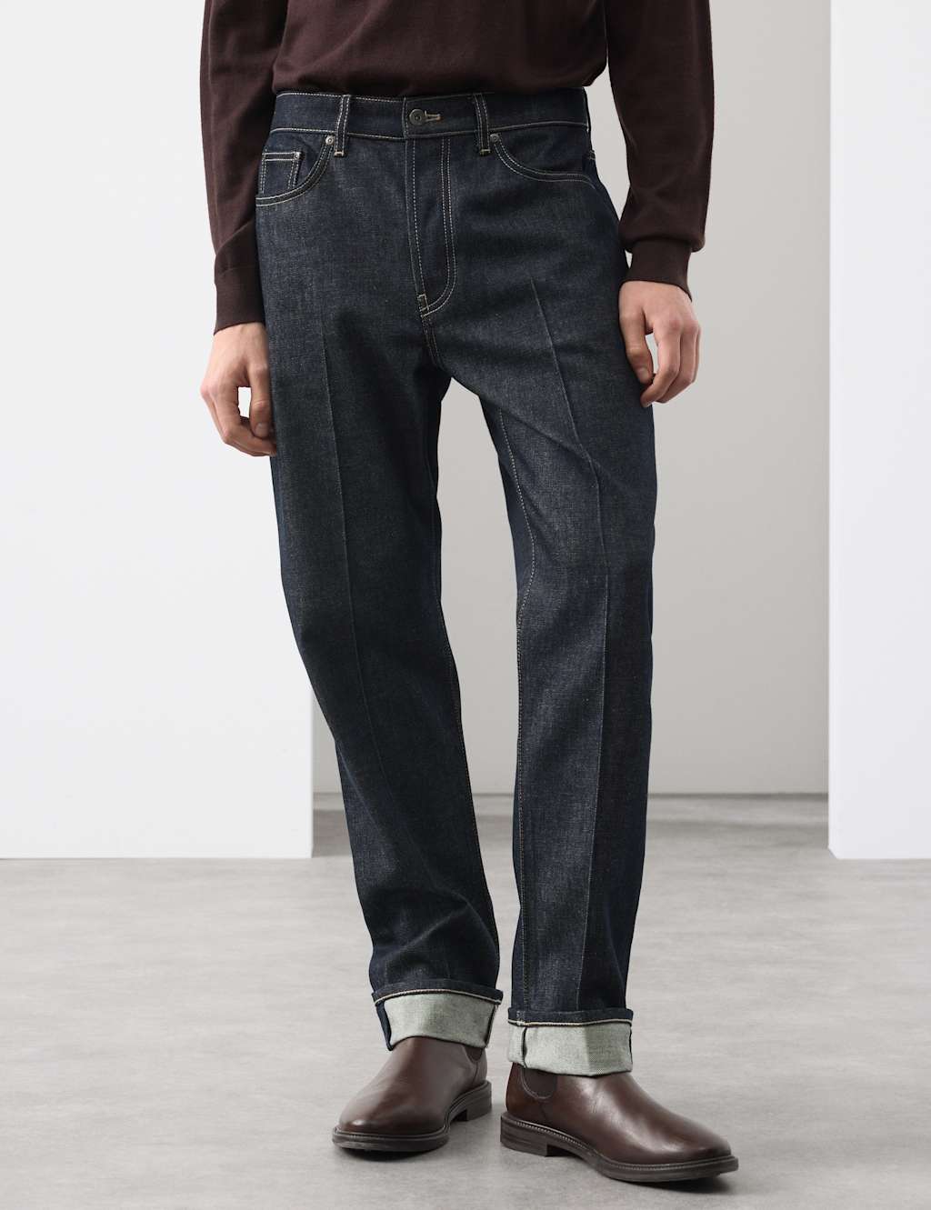 Autograph Straight Fit Stay Crease Jeans Indigo