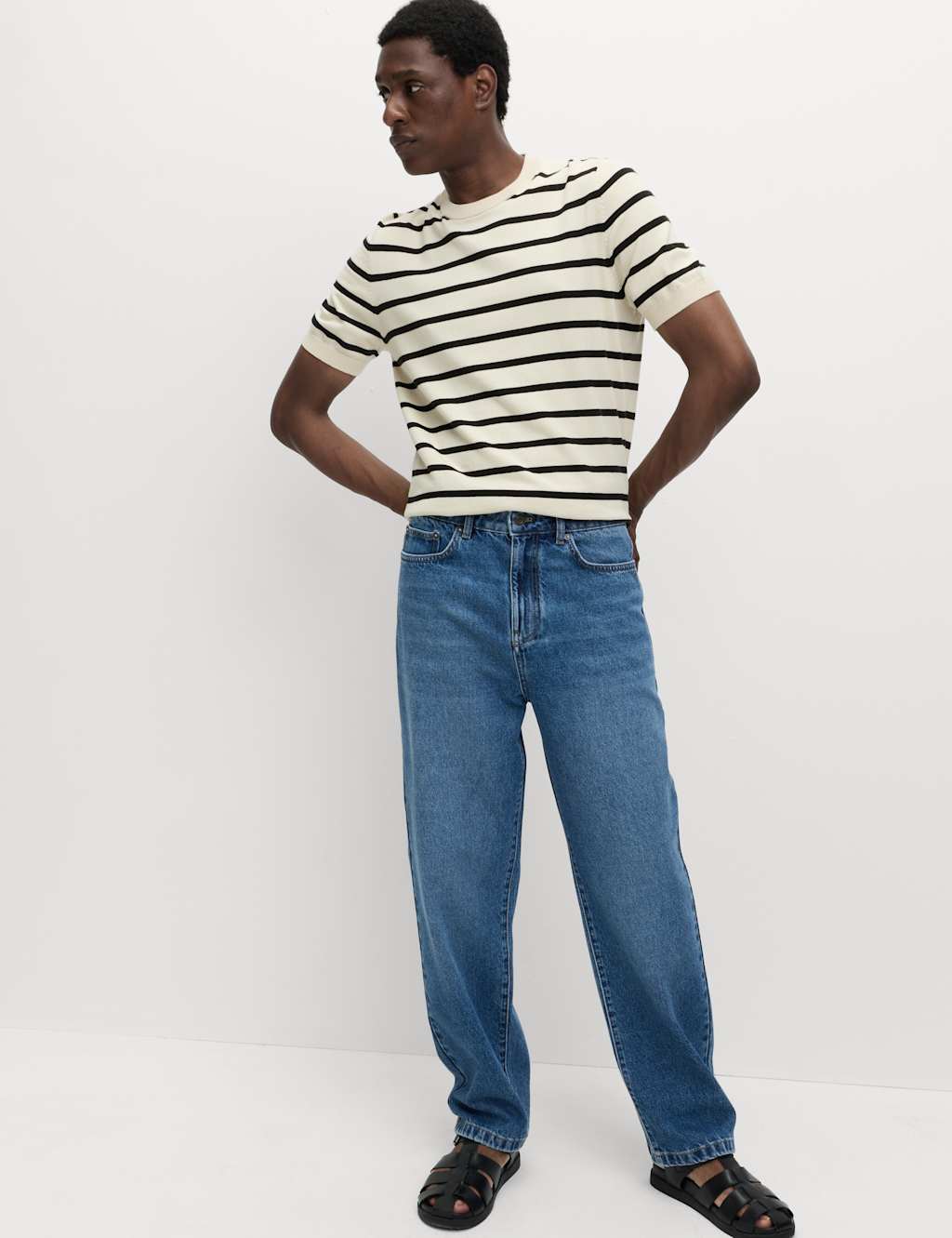 M&S Baggy Fit Denim Jeans Mid Blue