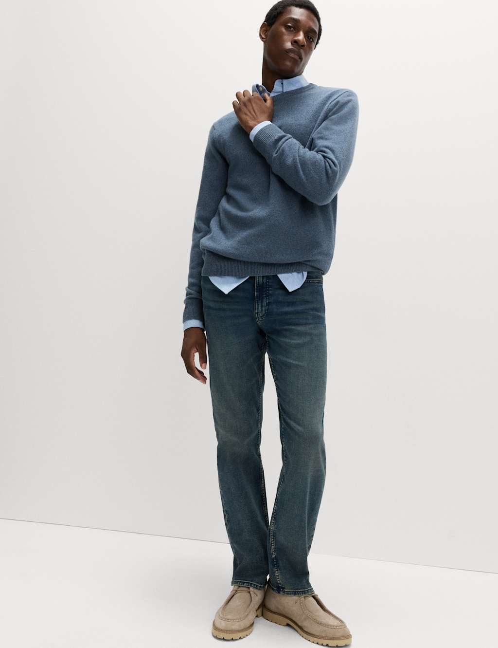 M&S Straight Fit Comfort Stretch Jeans Blue Tint