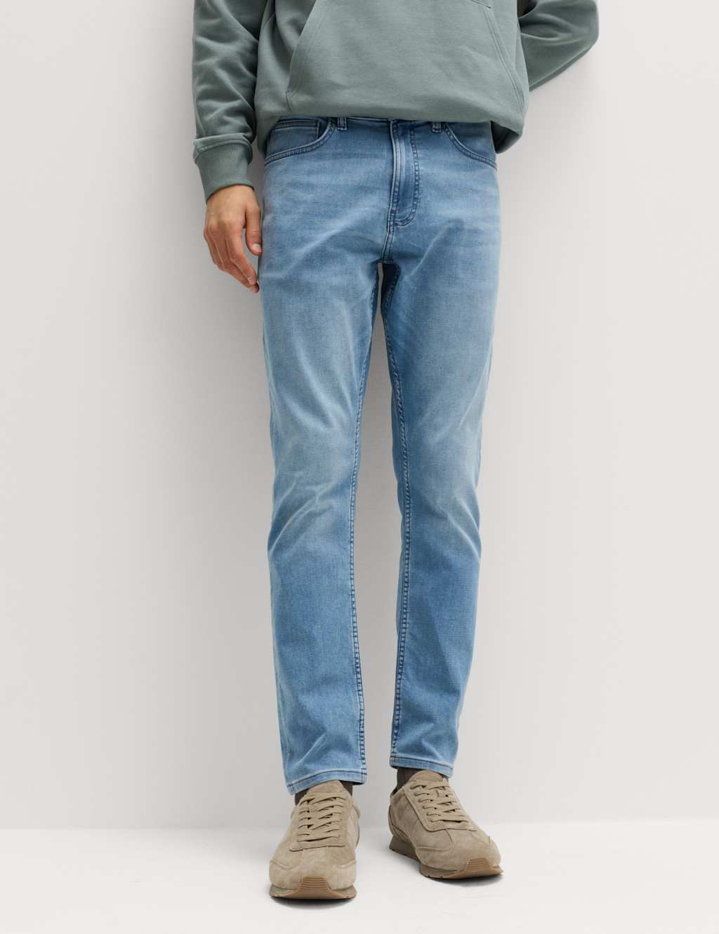 M&S Men's Slim Fit Comfort Stretch Jeans - 38/31in - Light Blue