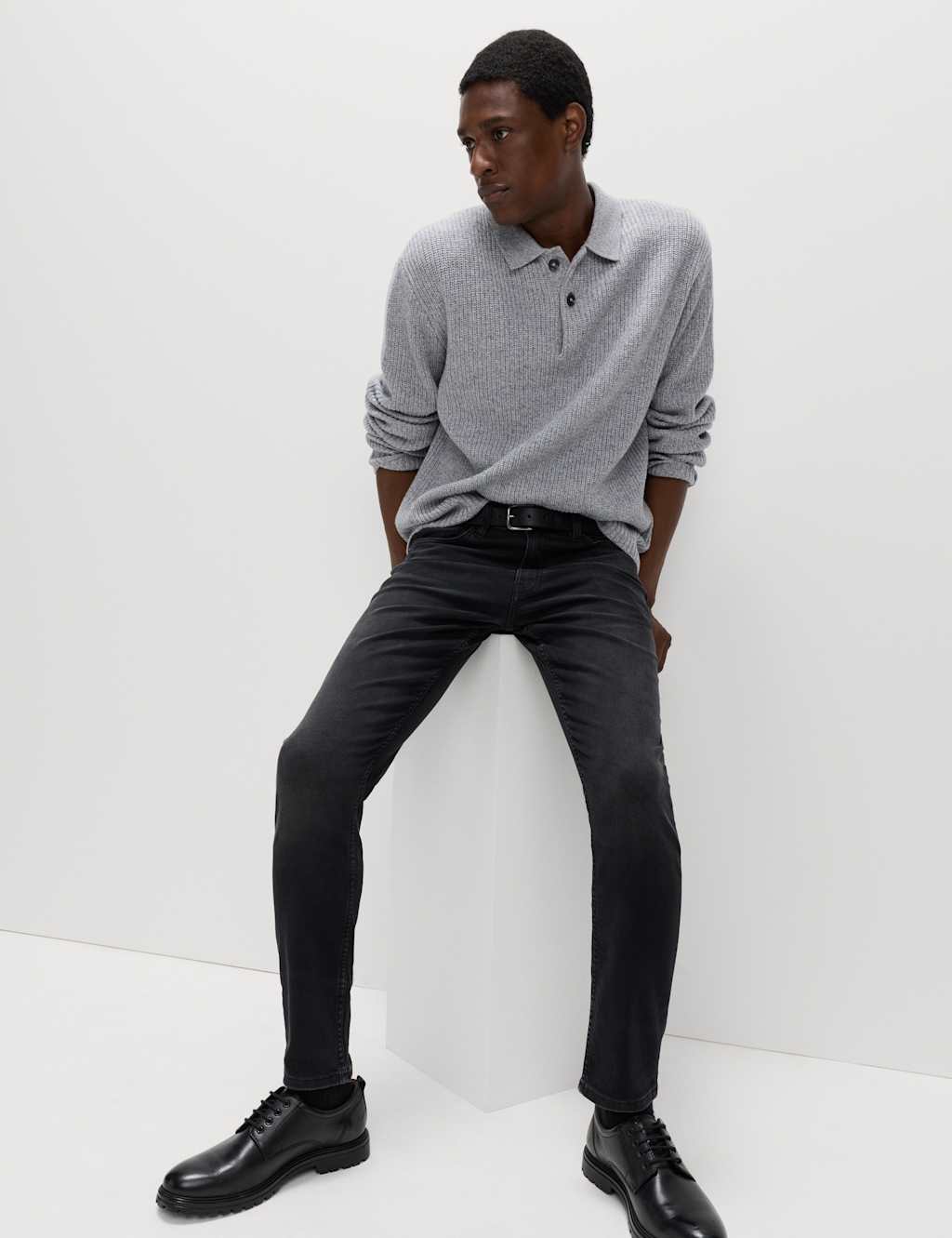 M&S Slim Fit Comfort Stretch Jeans Black Denim