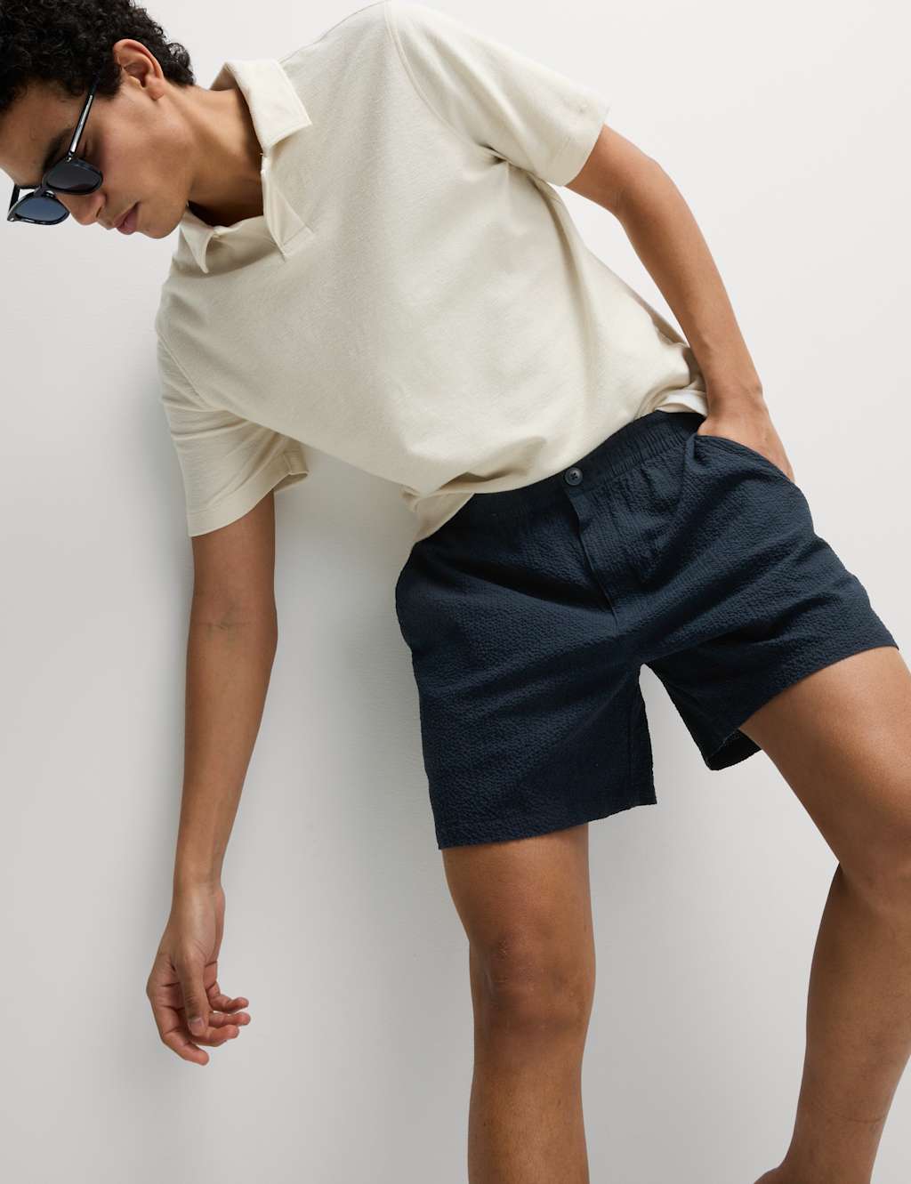 Elasticated Waist Seersucker Shorts