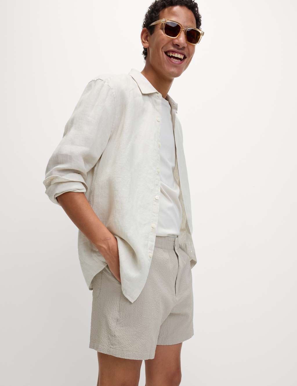 Elasticated Waist Seersucker Shorts