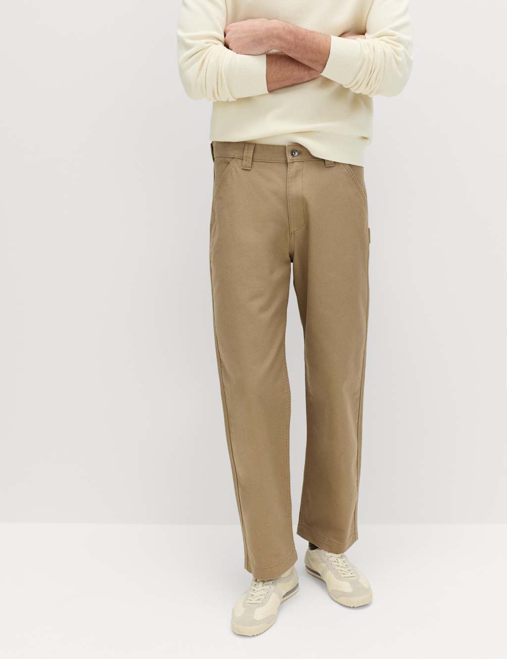 M&S Men's Loose Fit Pure Cotton Utility Trousers - 36/33in - Toffee