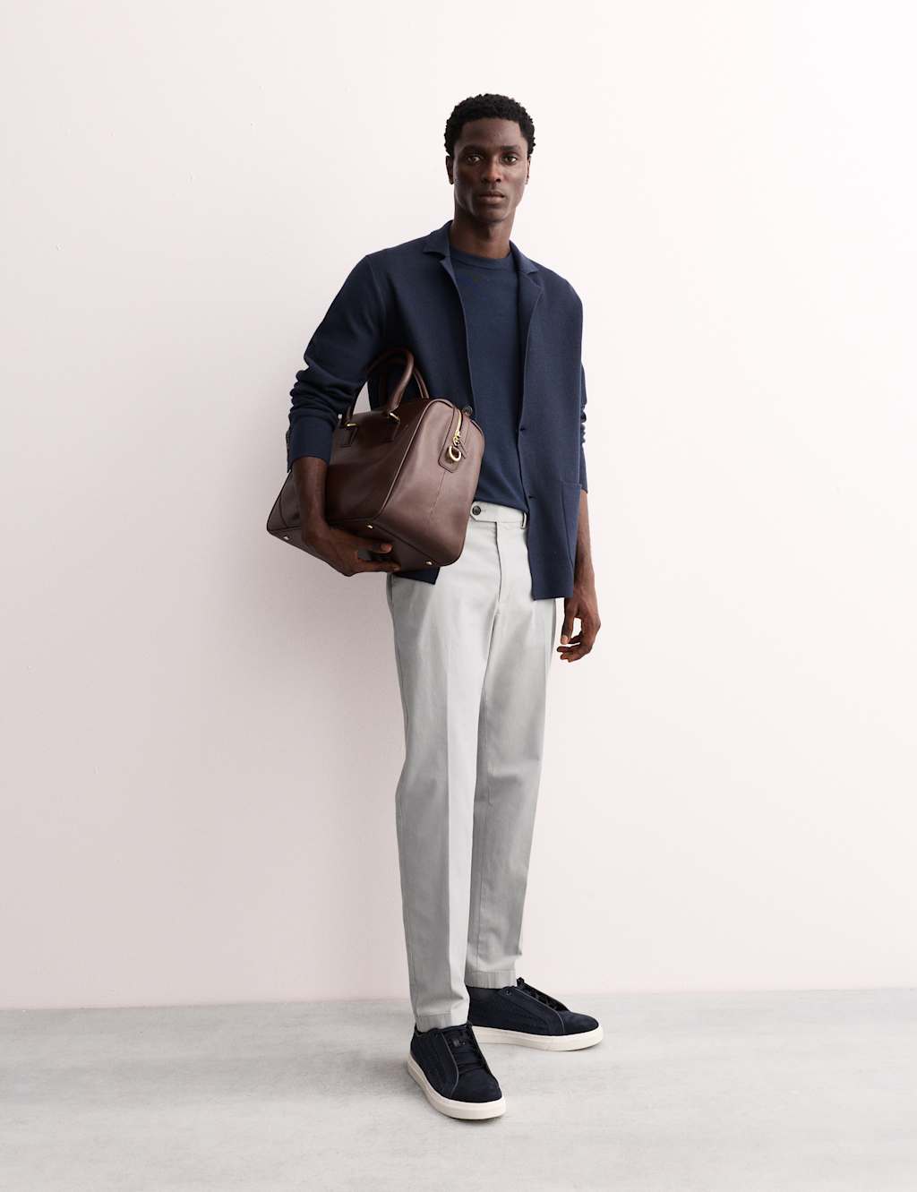 JAEGER Tailored Fit Italian Chinos Platinum