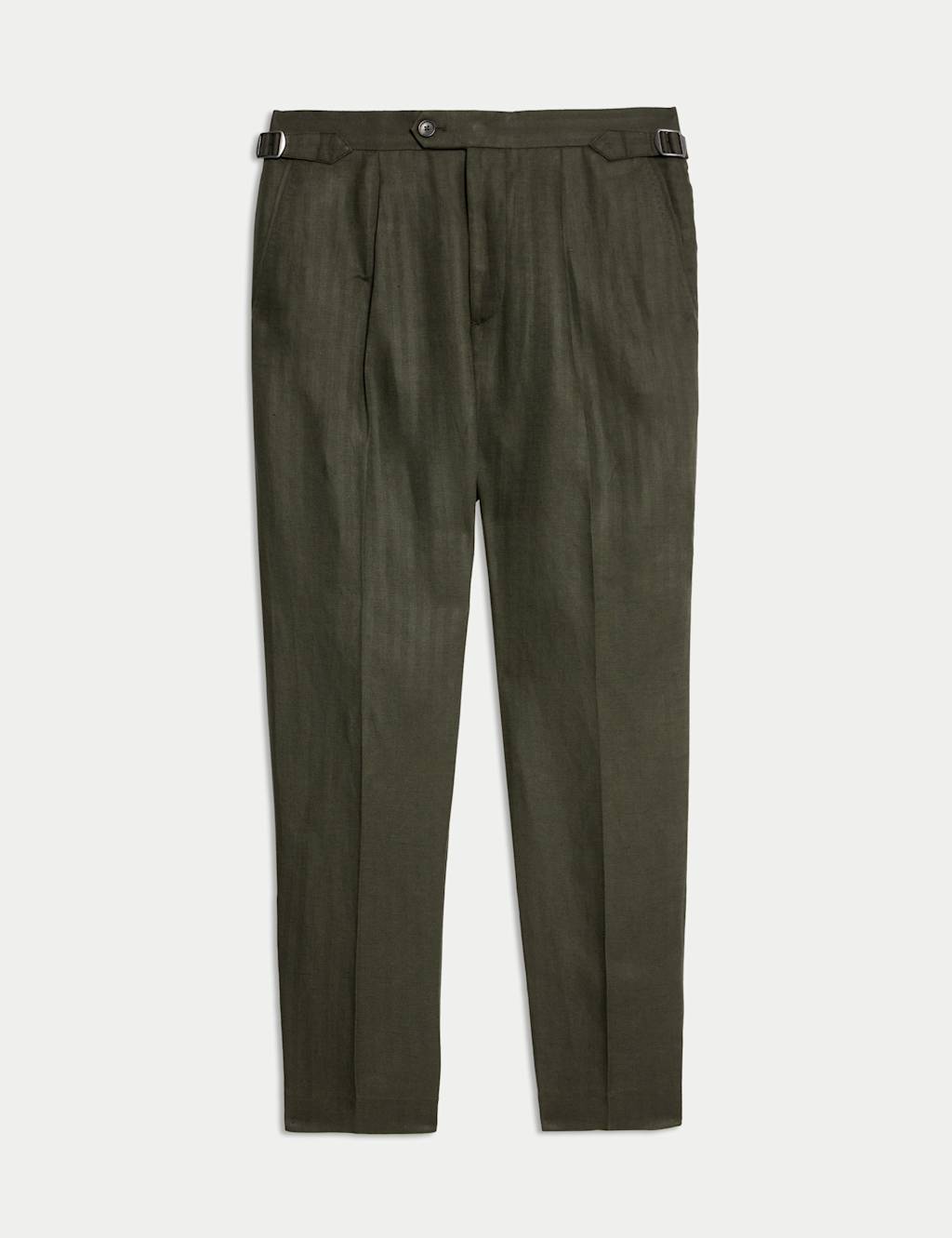 Tapered Fit Linen Blend Trousers