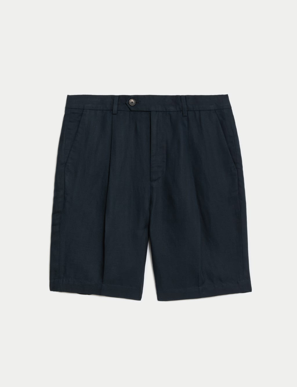 JAEGER Linen Blend Single Pleat Shorts Dark Ink