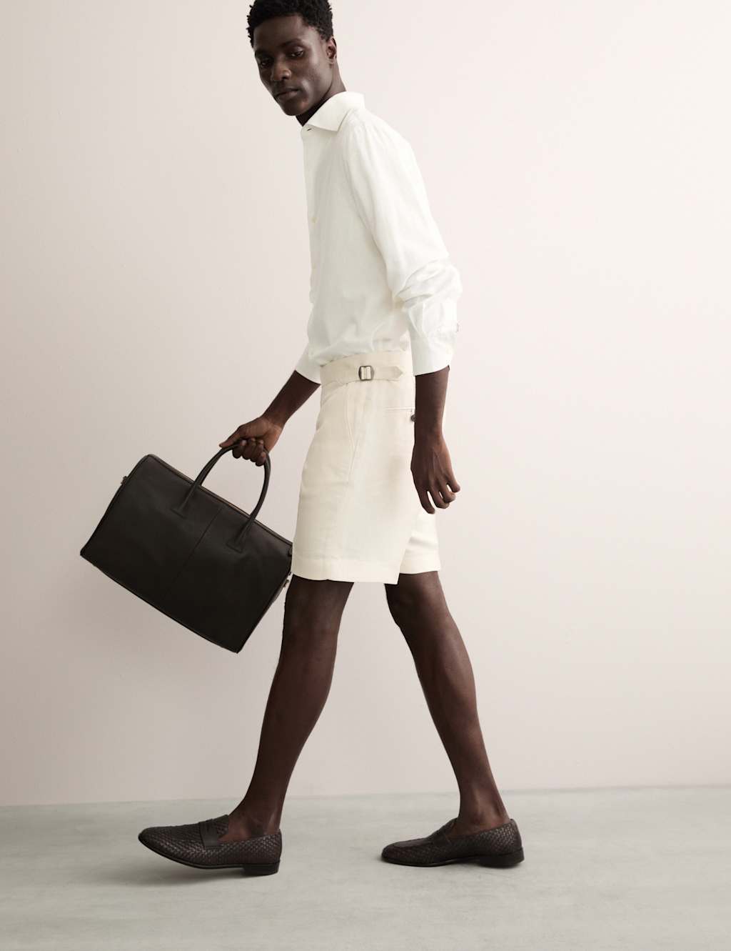 Linen Blend Herringbone Shorts