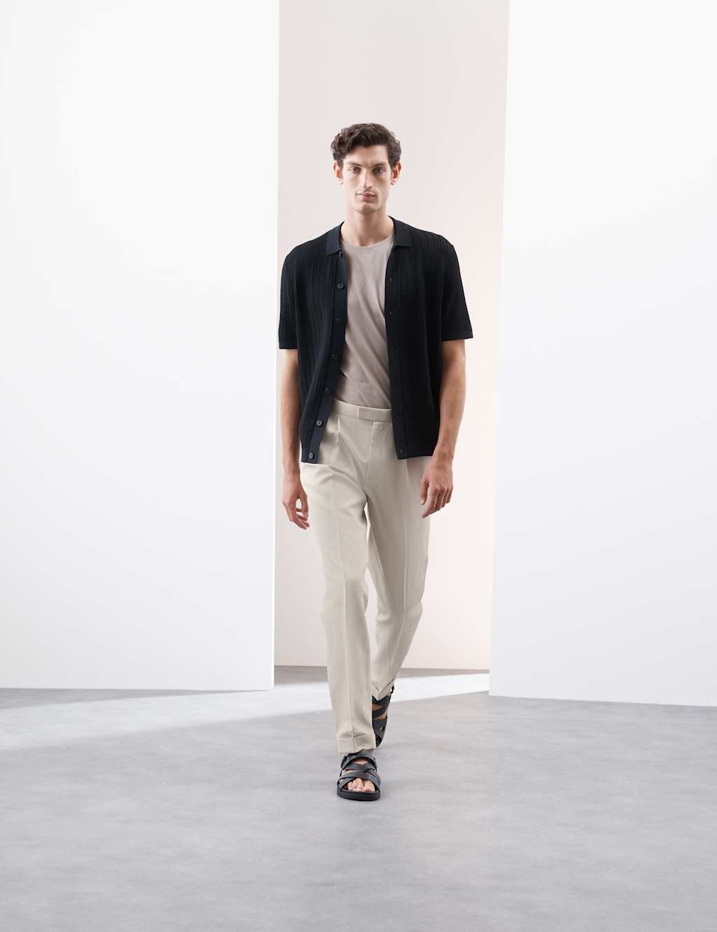 Linen Blend Single Pleat Smart Trousers