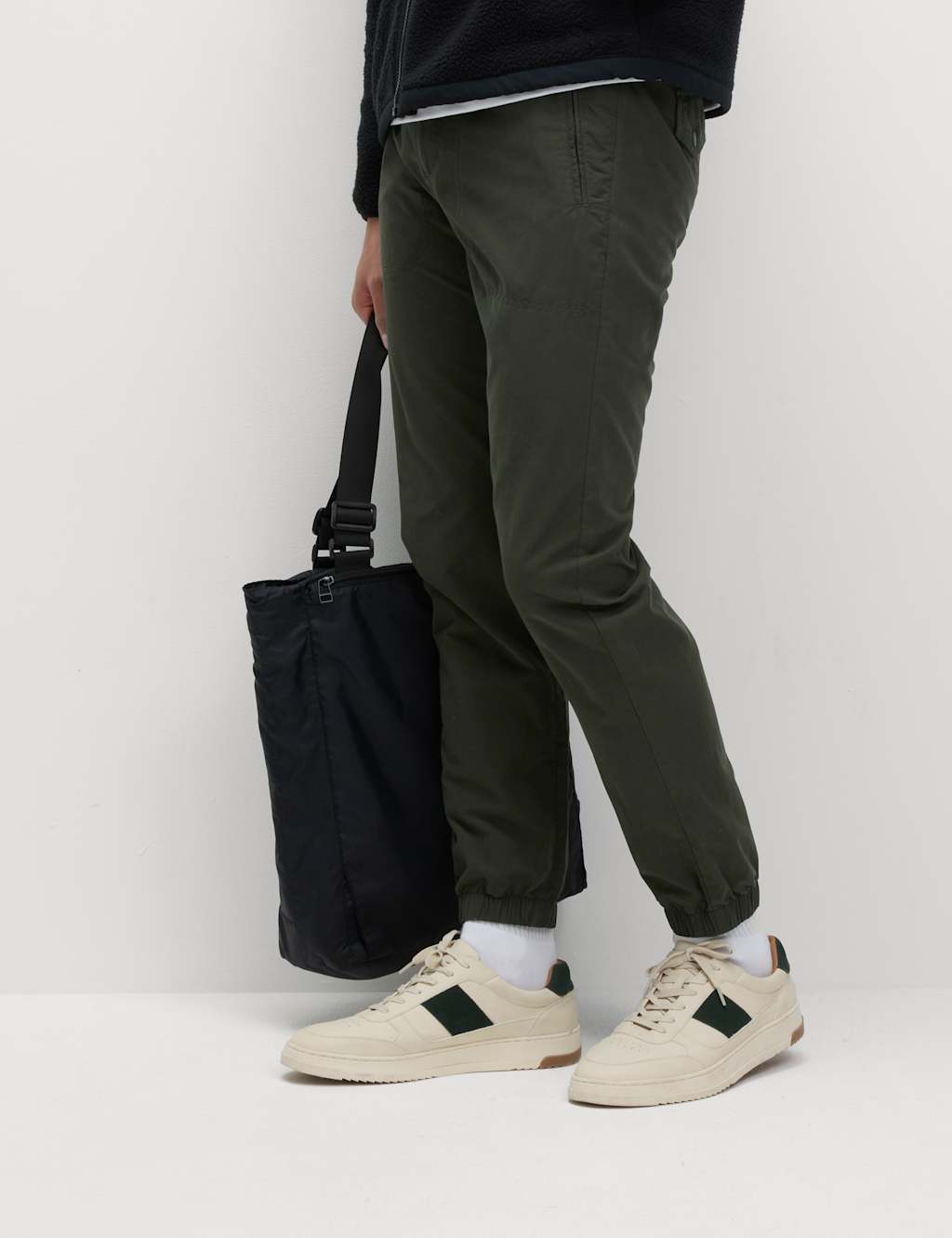 Slim Fit Textured Cuffed Trousers
