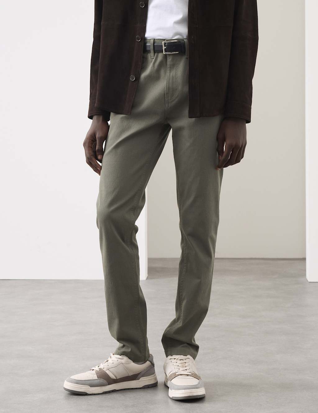 Autograph Men's Slim Fit Performance Twill 5 Pocket Trousers - 42/33in - Olive