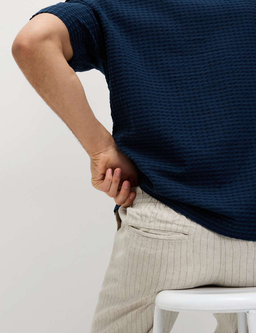 Loose Fit Linen Blend Elasticated Trousers
