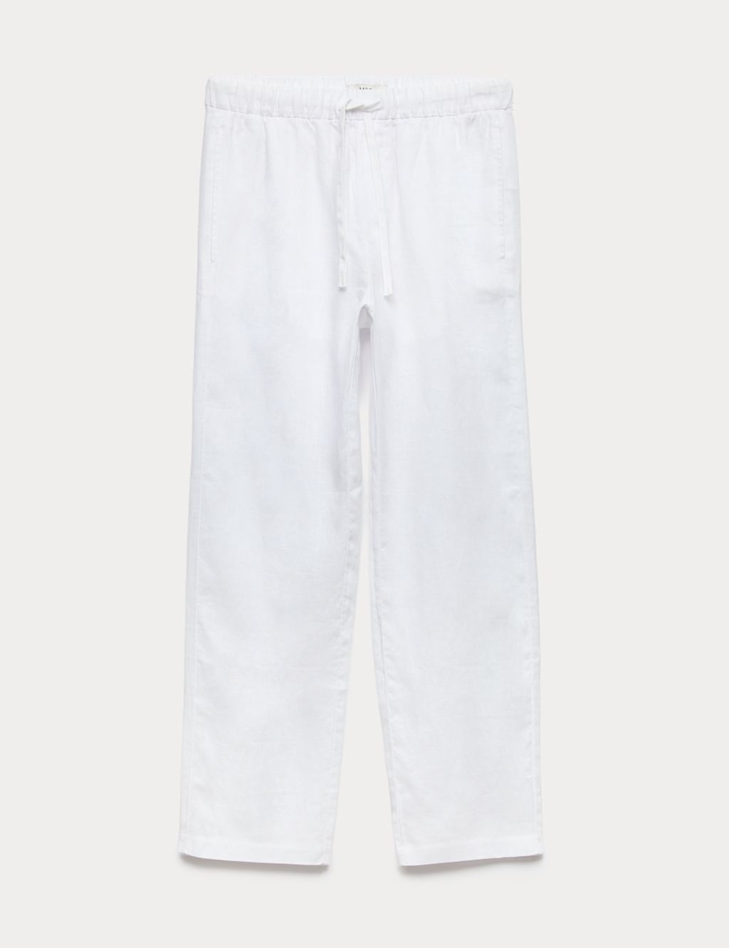 M&S Men's Loose Fit Pure Linen Elasticated Waist Trousers - XS - White