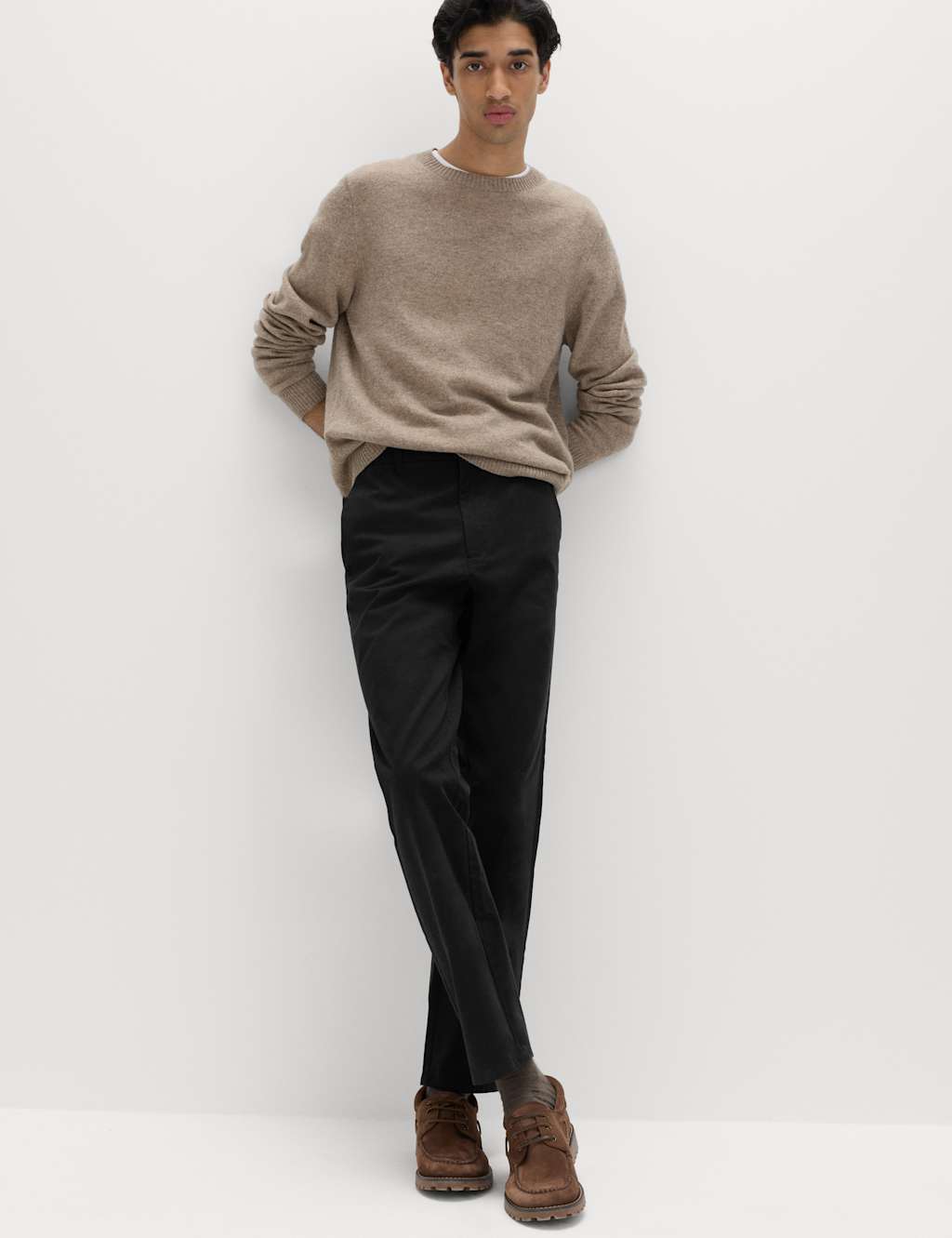 M&S Men's Regular Fit Pure Cotton Chinos - 42/29in - Black