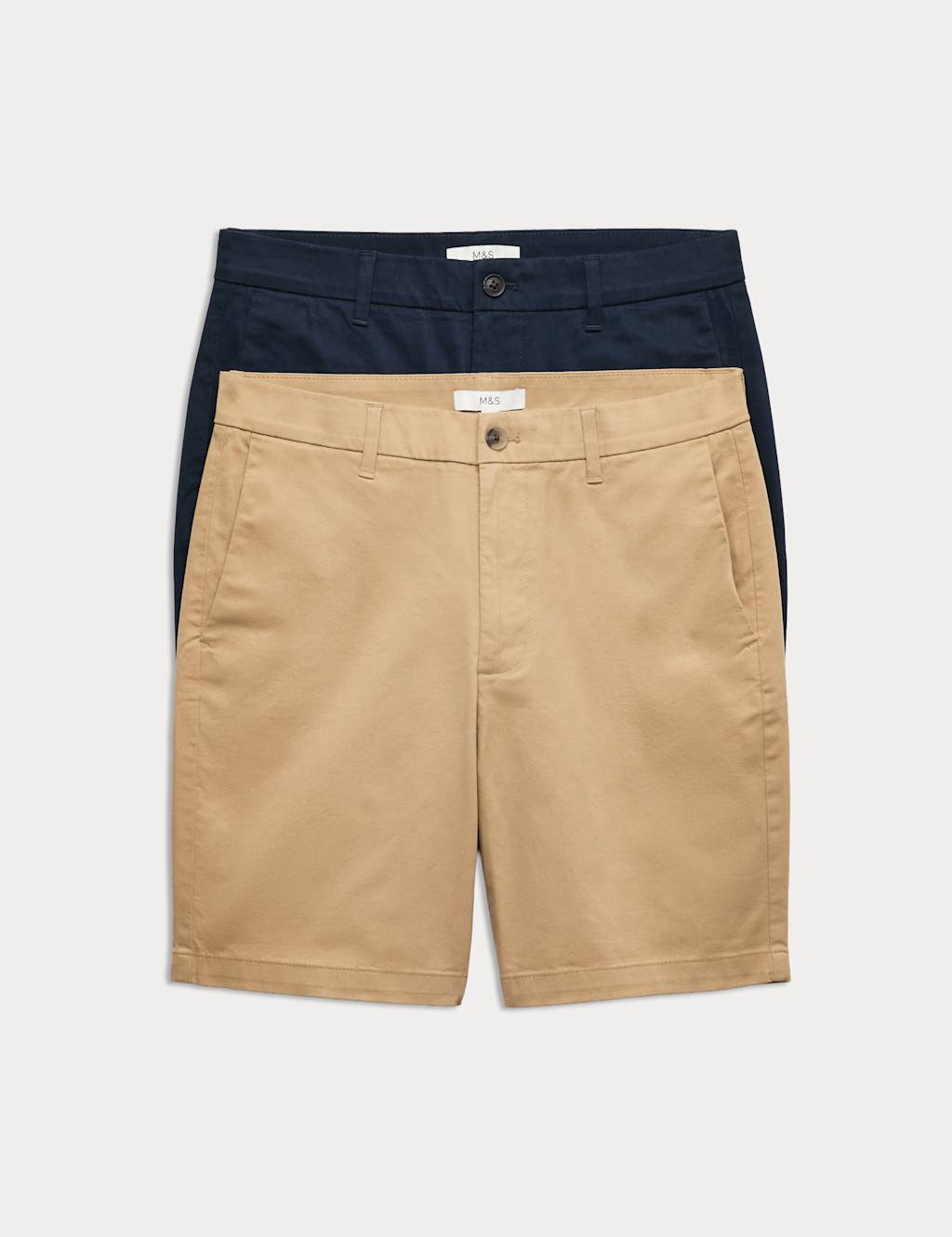 M&S Men's 2 Pack Regular Fit Stretch Chino Shorts - 36 - Sand Mix
