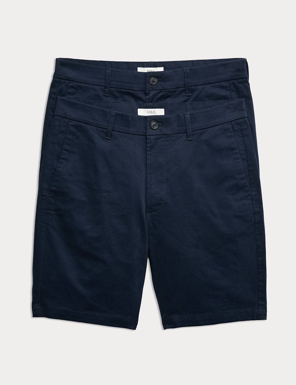 M&S 2 Pack Slim Fit Stretch Chino Shorts Navy